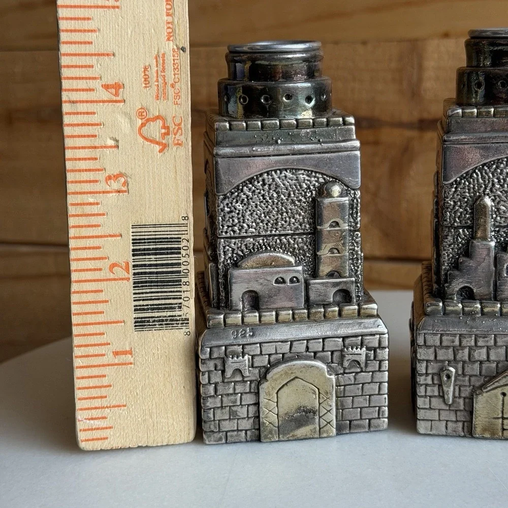 Judaica Sterling 925 Shabbat Jewish Candle Sticks‎ Religious Holloware VTG Set